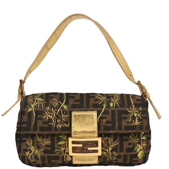 Fendi Gold Embroidered Zucca Baguette Handbag 2731.26424.018 166517 - Picture 1 of 9